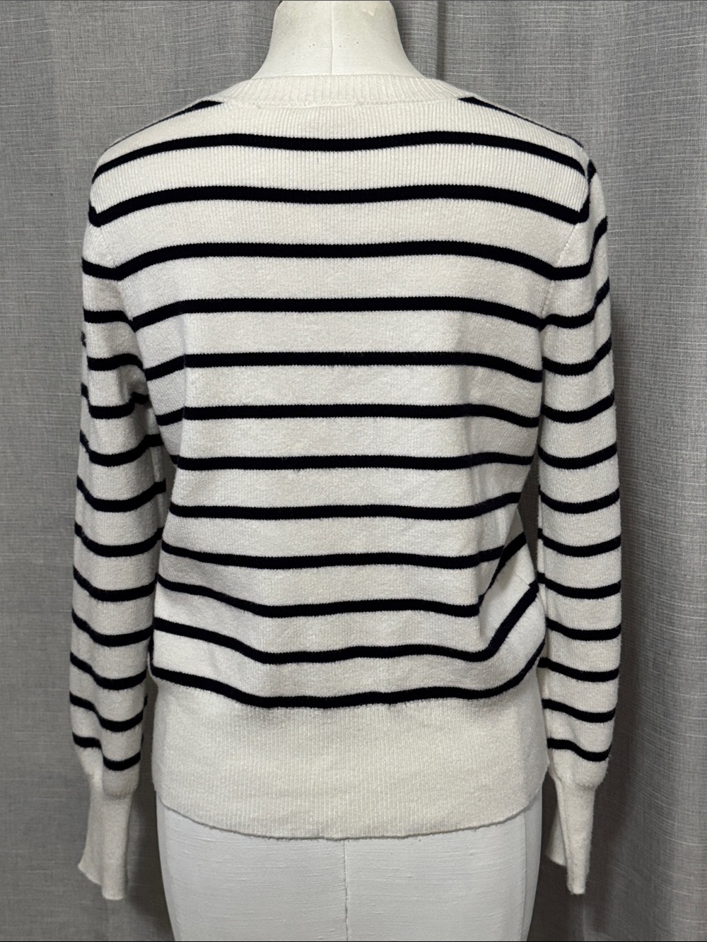 Cyrus Cardigan-Sz S-Rayon Blend-Gold Button-White & Black Stripes-Light Wear-GUC - Picture 8 of 16